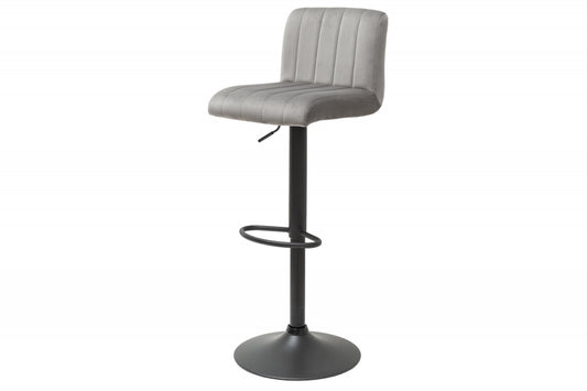 Scaun de bar cu inaltime reglabila tapitat cu Catifea Gri cu picioare din Metal Negru H88-109xL42xA49cm Portland