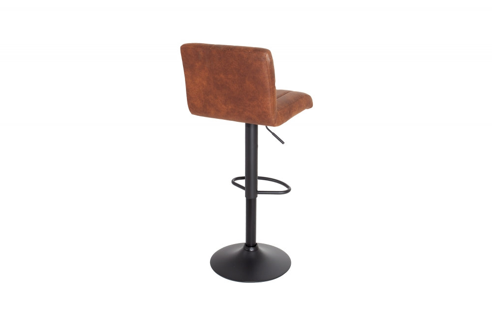 Scaun de bar cu inaltime reglabila tapitat cu Microfibra Maro cu picioare din Metal Negru H88-109xL42xA49cm Portland