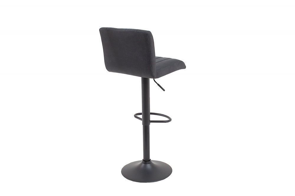 Scaun de bar cu inaltime reglabila tapitat cu Microfibra Gri inchis cu picioare din Metal Negru H88-109xL42xA49cm Portland