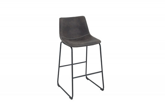 Scaun de bar tapitat cu Microfibra Gri cu picioare din Metal Negru H97xL49xA53cm Django