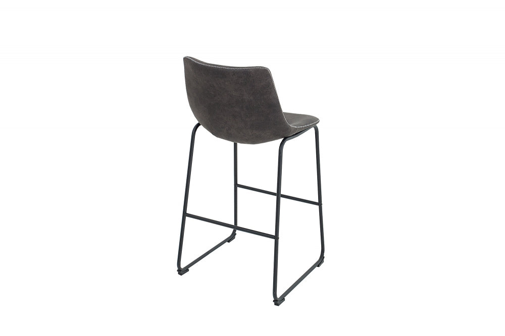 Scaun de bar tapitat cu Microfibra Gri cu picioare din Metal Negru H97xL49xA53cm Django