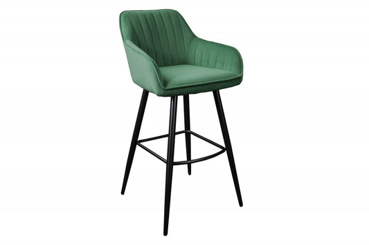Set 2 scaune de bar tapitat cu Catifea Verde cu picioare din Metal Negru H102xL52xA55cm Turin