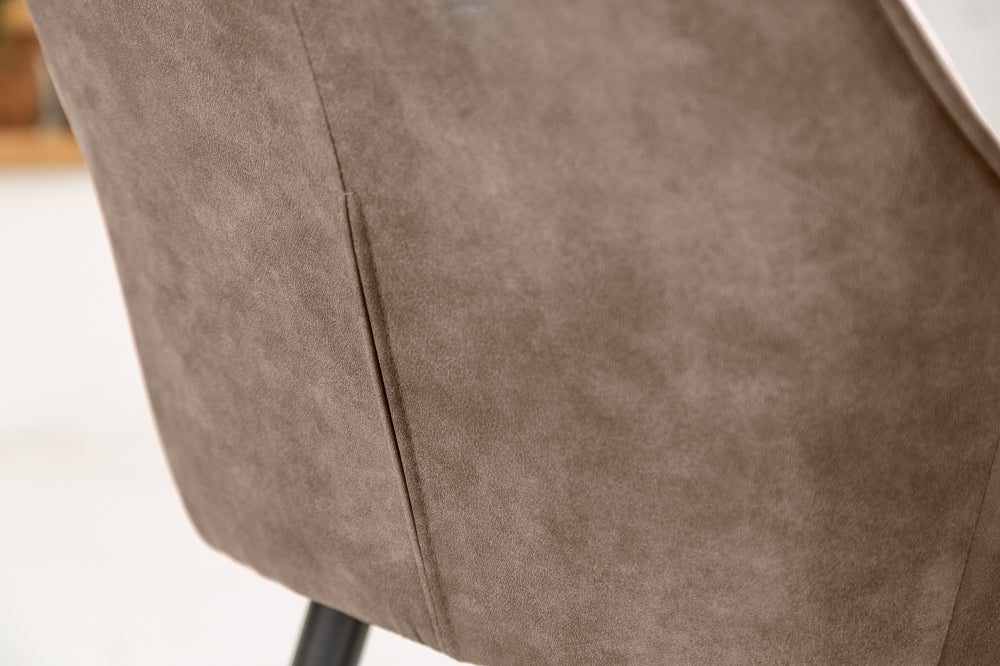 Set 2 scaune de bar tapitat cu Microfibra Maro Taupe cu picioare din Metal Negru H102xL52xA55cm Turin