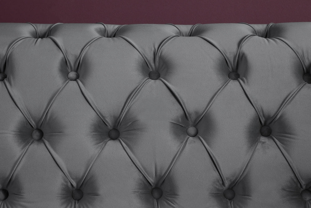 Canapea fixa tapitata cu Catifea Gri L225cm Paris Chesterfield