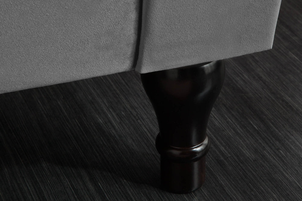 Canapea fixa tapitata cu Catifea Gri L225cm Paris Chesterfield