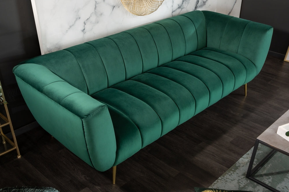 Canapea fixa tapitata cu Catifea Verde L225cm Noblesse