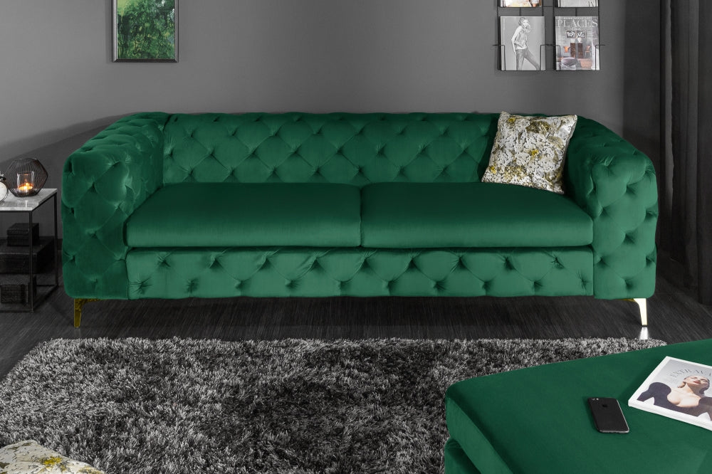 Canapea fixa tapitata cu Catifea Verde L240cm Barock