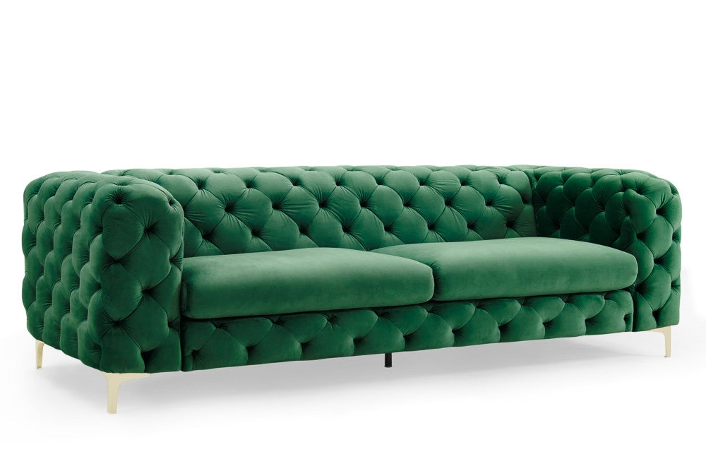 Canapea fixa tapitata cu Catifea Verde L240cm Barock