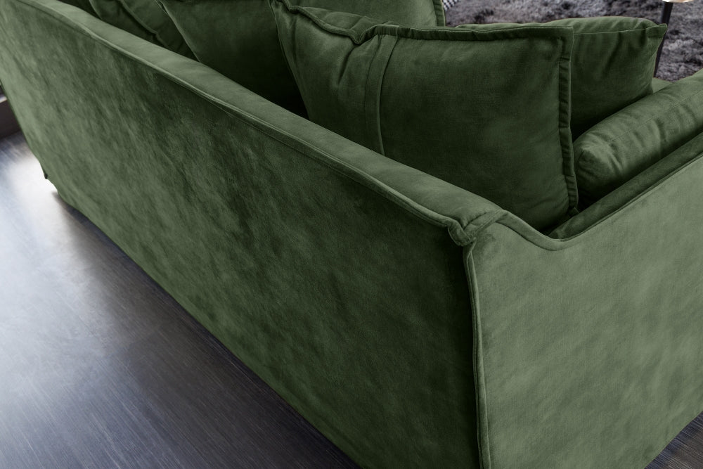 Canapea fixa cu husa detasabila din Catifea Verde L210cm Heaven