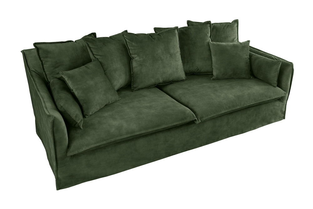 Canapea fixa cu husa detasabila din Catifea Verde L210cm Heaven