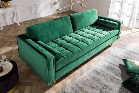 Canapea fixa tapitata cu Catifea Verde L220cm Cozy