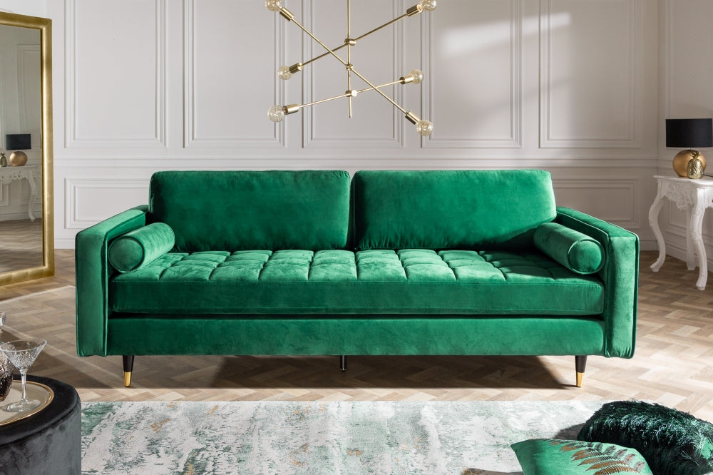 Canapea fixa tapitata cu Catifea Verde L220cm Cozy