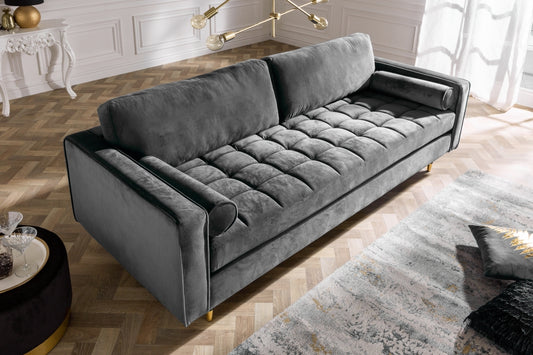 Canapea fixa tapitata cu Catifea Gri L220cm Cozy