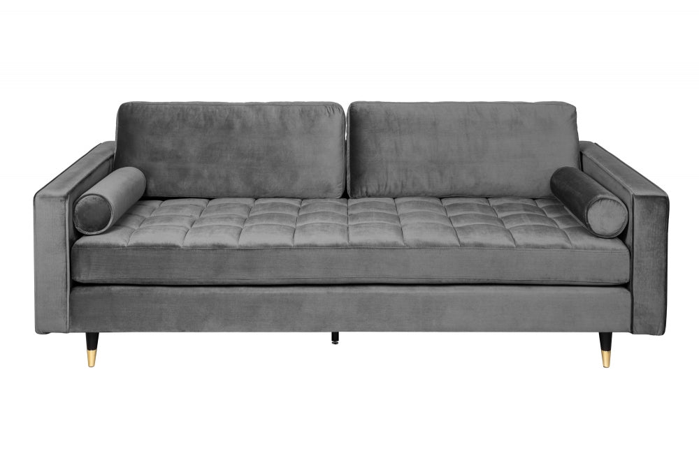 Canapea fixa tapitata cu Catifea Gri L220cm Cozy