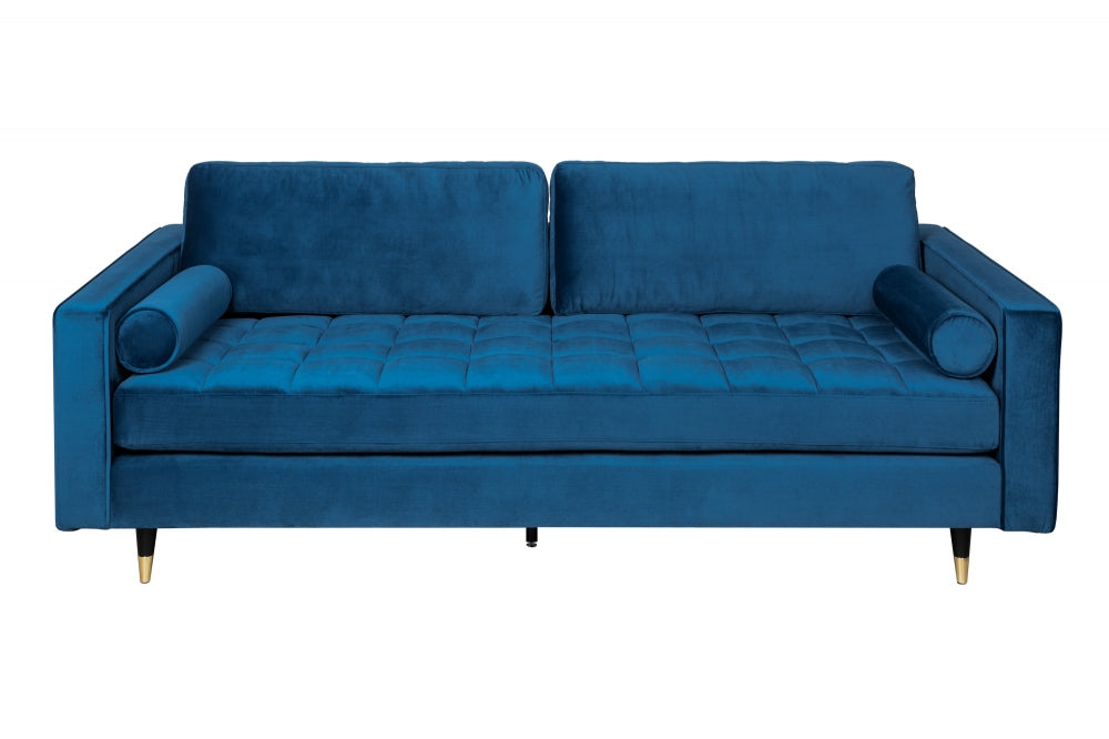 Canapea fixa tapitata cu Catifea Albastru L220cm Cozy