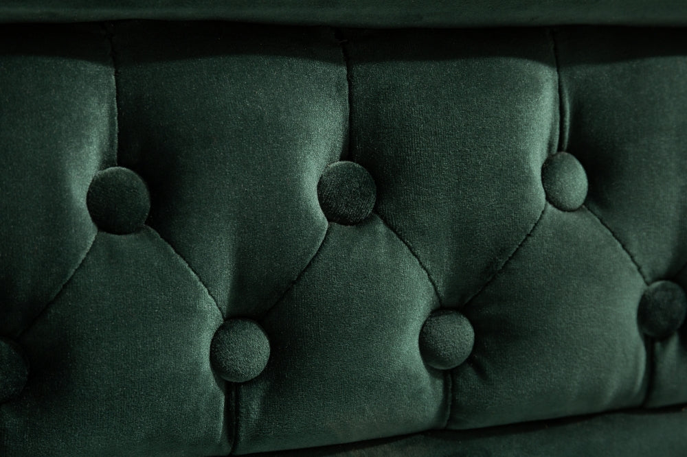 Canapea fixa de 3 locuri tapitata cu Catifea Verde L205cm Chesterfield
