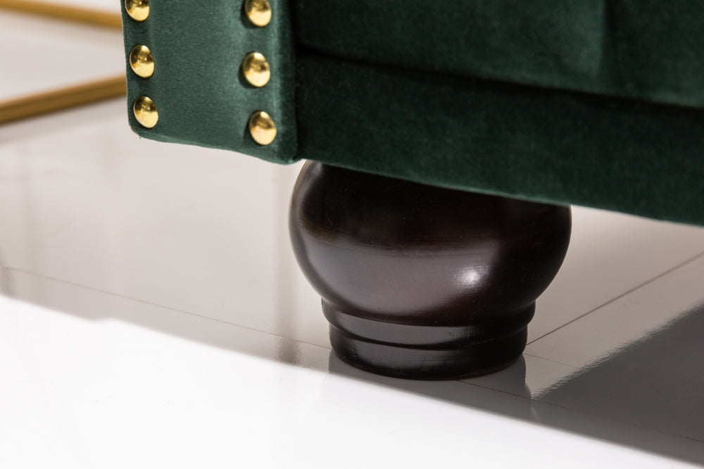 Canapea fixa de 3 locuri tapitata cu Catifea Verde L205cm Chesterfield