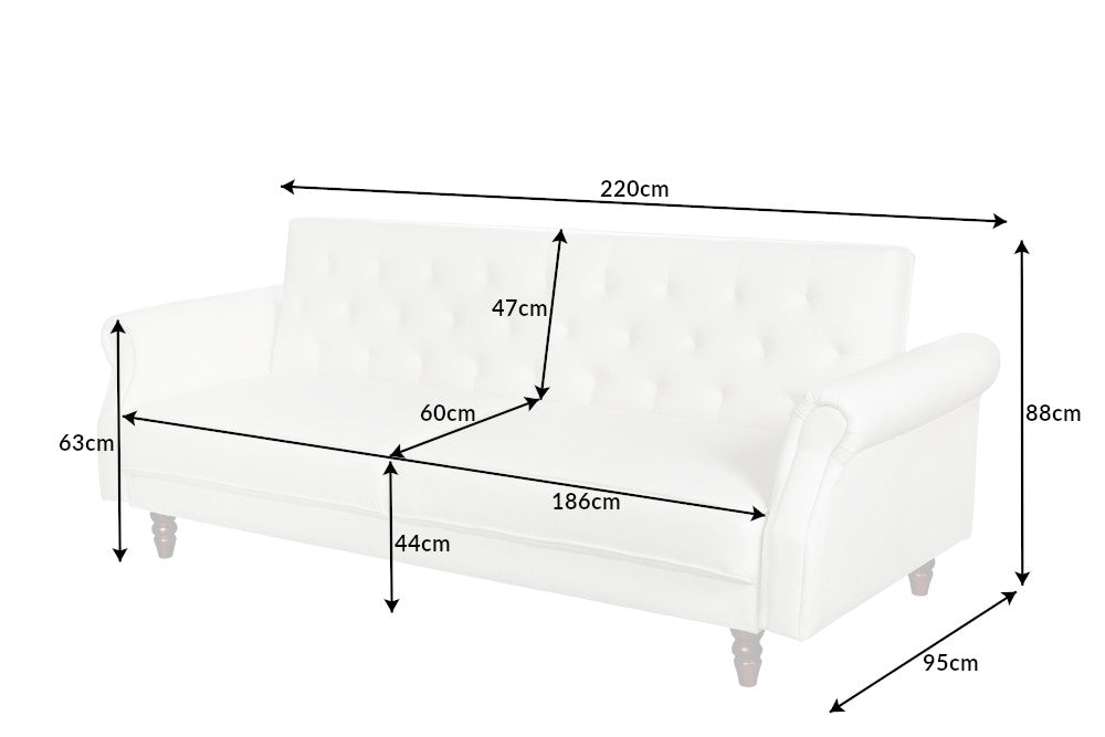 Canapea extensibila din Stofa Crem L220cm Maison Belle Affaire