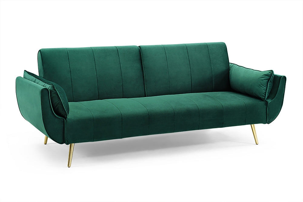 Canapea extensibila din Catifea Verde cu picioare aurii L215cm Divani II