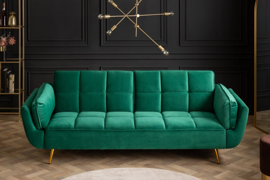 Canapea extensibila din Catifea Verde cu picioare aurii L213cm Boutique