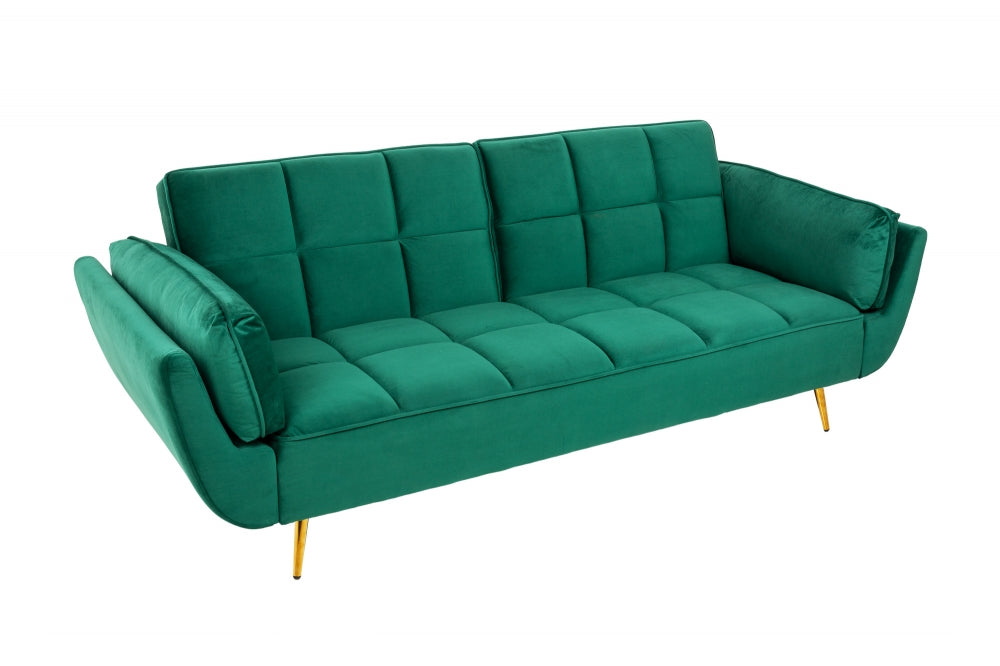 Canapea extensibila din Catifea Verde cu picioare aurii L213cm Boutique