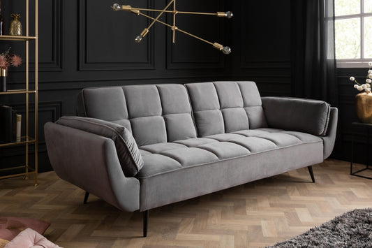 Canapea extensibila din Catifea Gri cu picioare negre L213cm Boutique