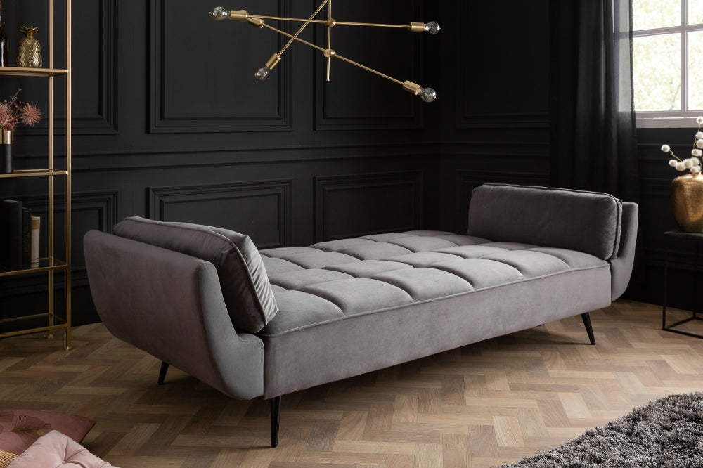 Canapea extensibila din Catifea Gri cu picioare negre L213cm Boutique
