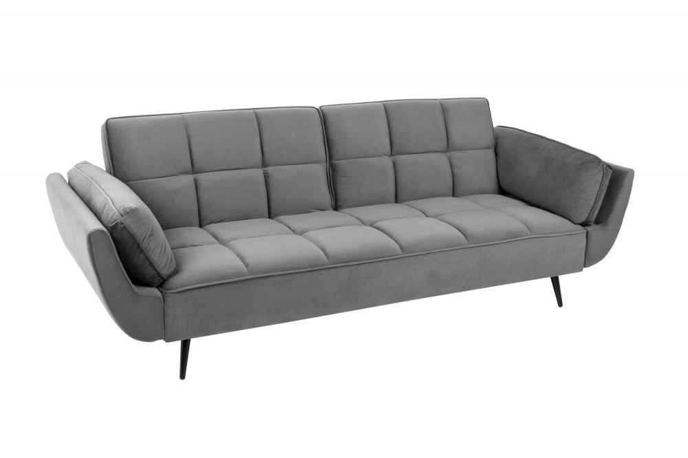 Canapea extensibila din Catifea Gri cu picioare negre L213cm Boutique