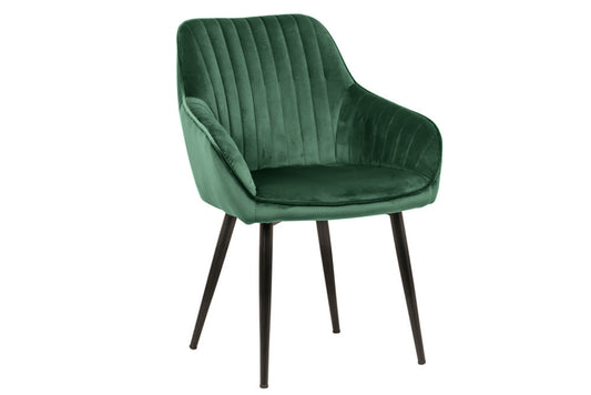 Set 2 scaune tapitat cu Catifea Verde cu picioare din Metal Negru H84xL60xA61cm Turin