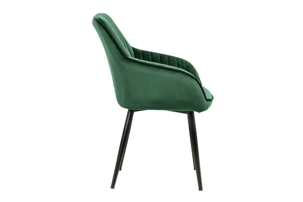 Set 2 scaune tapitat cu Catifea Verde cu picioare din Metal Negru H84xL60xA61cm Turin