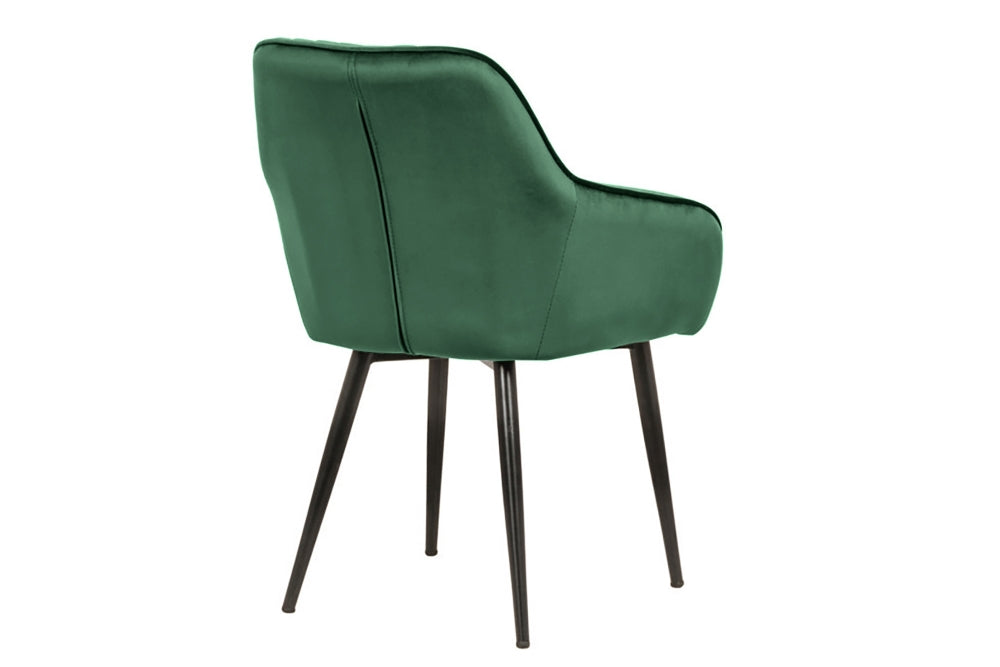 Set 2 scaune tapitat cu Catifea Verde cu picioare din Metal Negru H84xL60xA61cm Turin