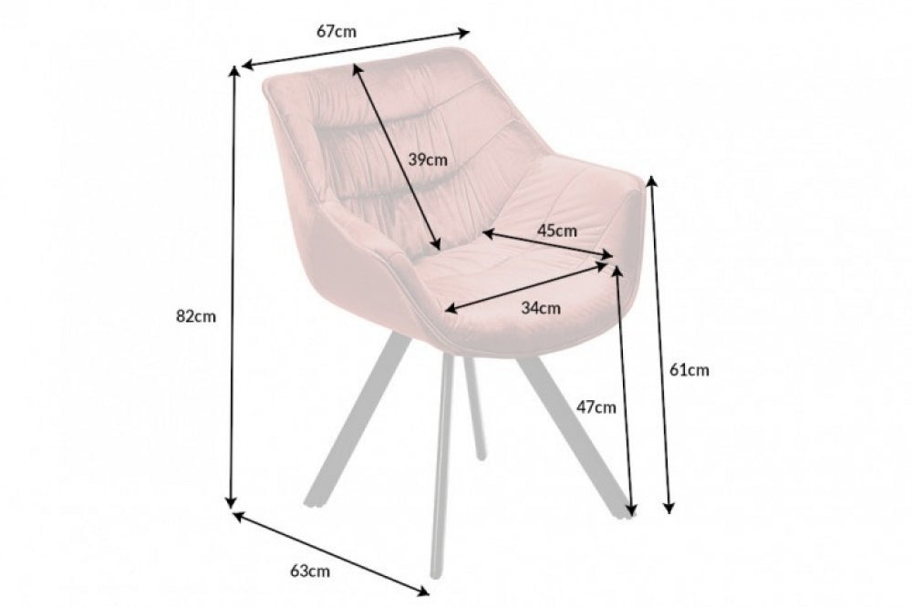 Scaun tapitat cu Catifea Roz cu picioare din Metal Negru H82xL67xA63cm The Dutch Comfort