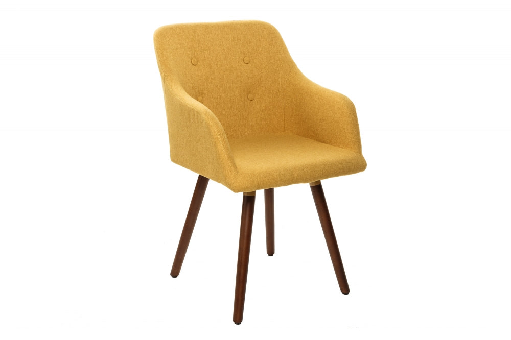 Scaun tapitat cu Stofa Galben cu picioare din Lemn de fag Maro H85xL55xA55cm Scandinavia