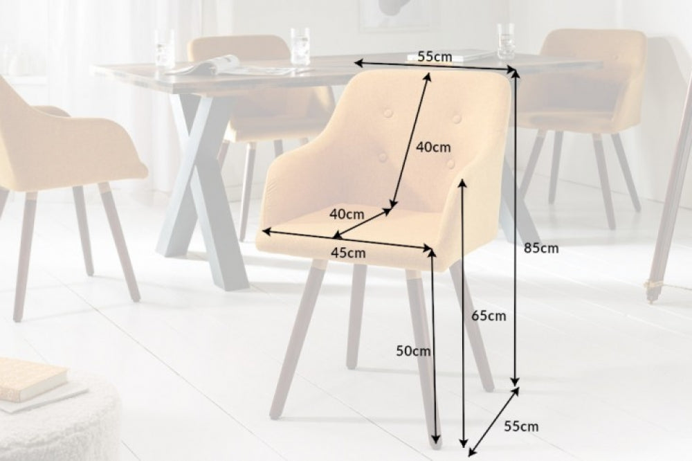 Scaun tapitat cu Stofa Galben cu picioare din Lemn de fag Maro H85xL55xA55cm Scandinavia