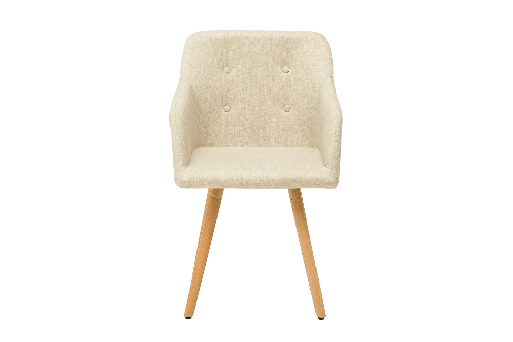 Set 2 scaune tapitat cu Stofa Crem cu picioare din Lemn de fag Maro H85xL55xA55cm Scandinavia