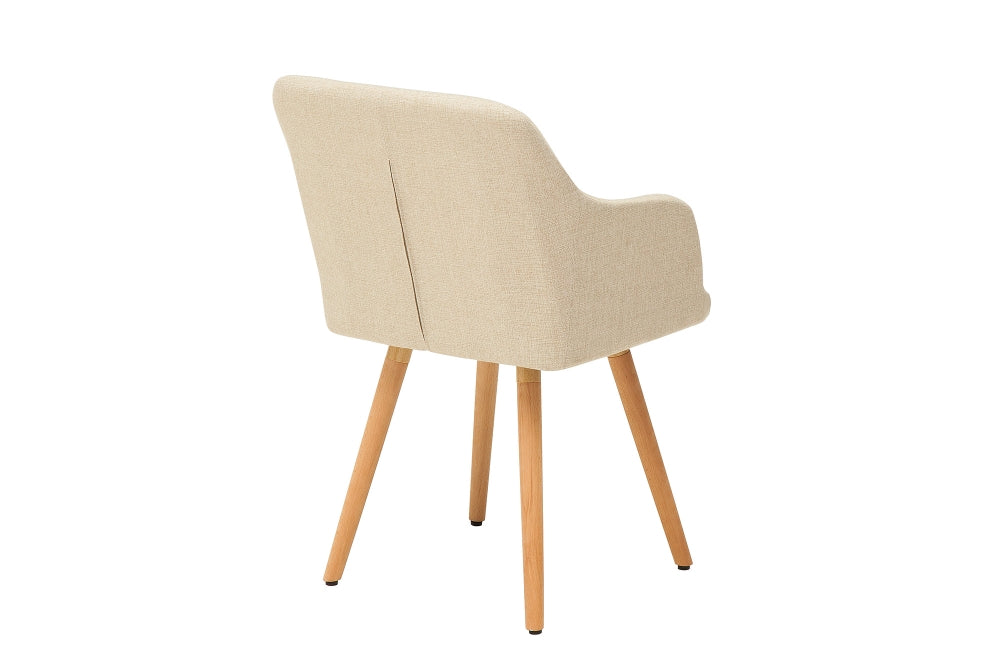 Set 2 scaune tapitat cu Stofa Crem cu picioare din Lemn de fag Maro H85xL55xA55cm Scandinavia