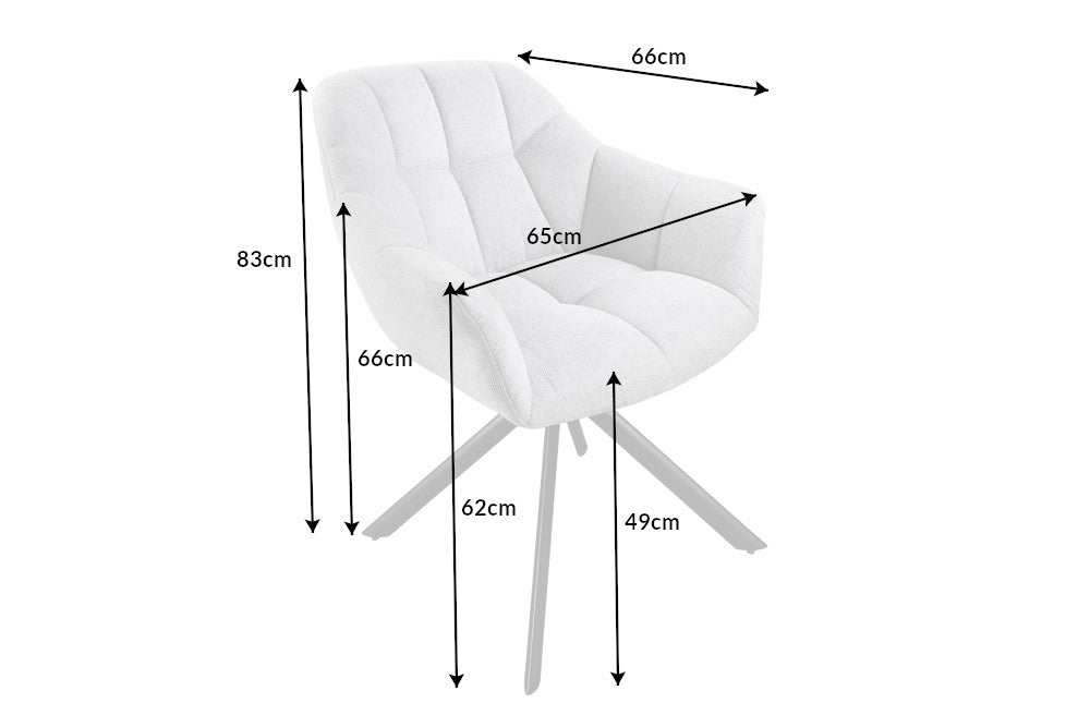 Scaun rotativ tapitat cu Stofa Gri Deschis cu picioare din Metal Negru H83xL65xA66cm Papillon
