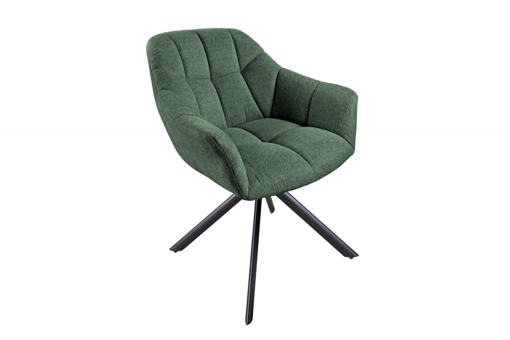 Scaun rotativ tapitat cu Stofa Verde cu picioare din Metal Negru H83xL65xA66cm Papillon