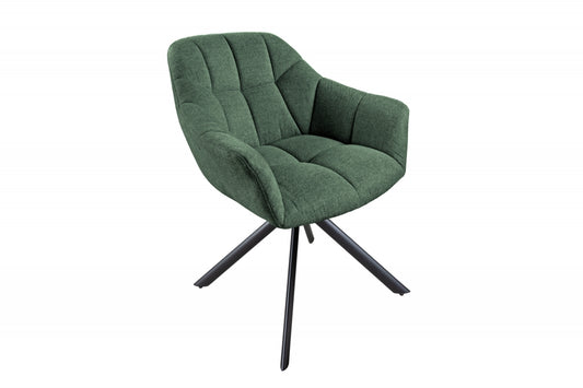 Scaun rotativ tapitat cu Stofa Verde cu picioare din Metal Negru H83xL65xA66cm Papillon