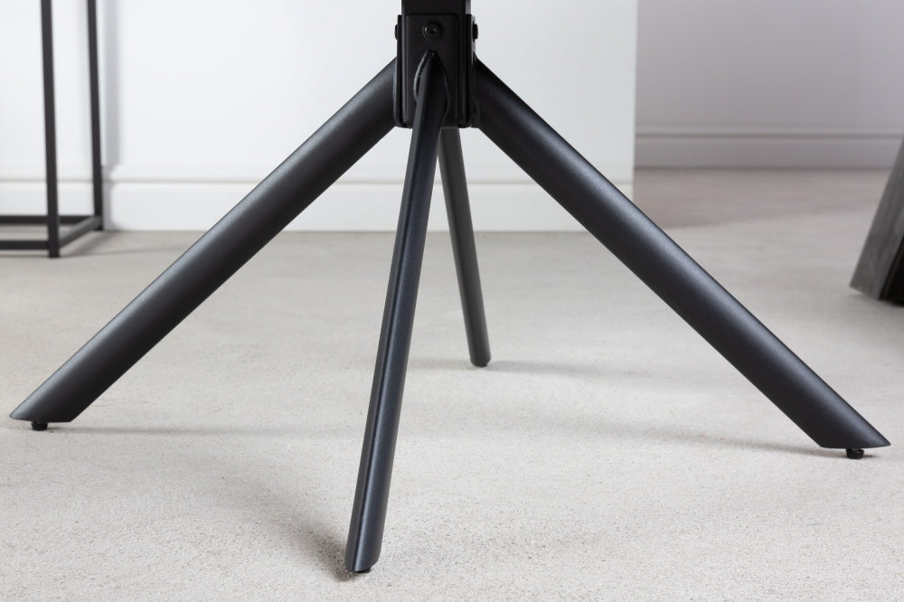 Scaun rotativ tapitat cu Stofa Gri inchis cu picioare din Metal Negru H83xL65xA66cm Papillon