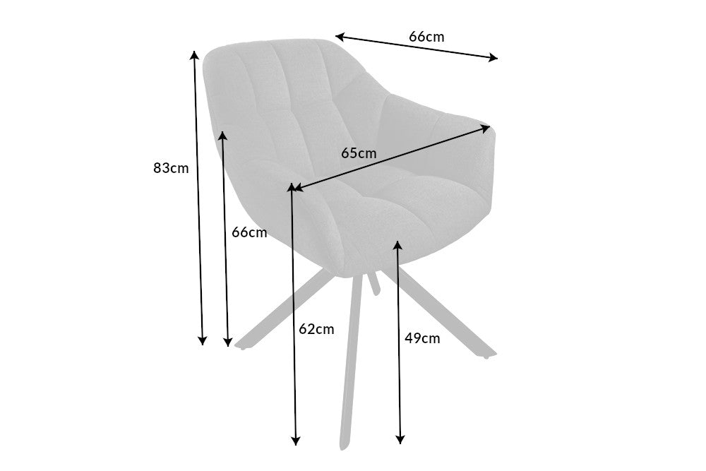 Scaun rotativ tapitat cu Stofa Gri inchis cu picioare din Metal Negru H83xL65xA66cm Papillon