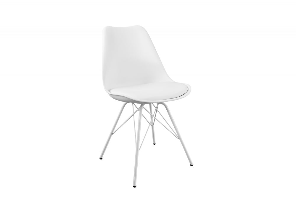 Set 2 scaune din Plastic Alb cu picioare din Metal Alb H85xL50xA57cm Scandinavia Retro