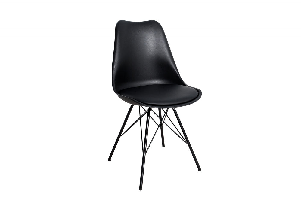 Set 4 scaune din Plastic Negru cu picioare din Metal Negru H85xL50xA60cm Scandinavia