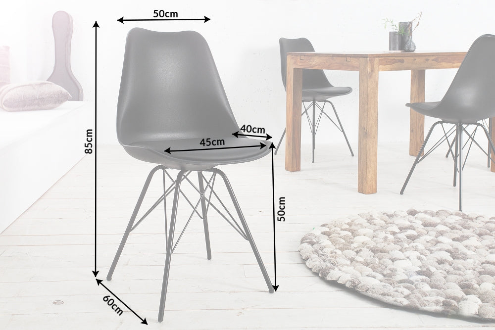 Set 4 scaune din Plastic Negru cu picioare din Metal Negru H85xL50xA60cm Scandinavia