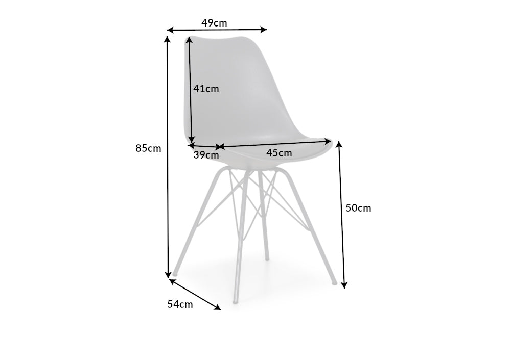 Set 4 scaune din Plastic Gri cu picioare din Metal Gri H85xL49xA54cm Scandinavia