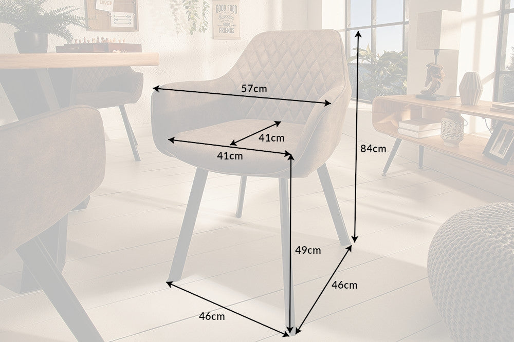 Set 2 scaune tapitat cu Microfibra Maro taupe cu picioare din Metal Negru H84xL57xA46cm Palermo