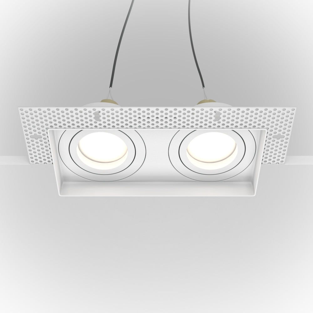 Spot dublu incastrat din Aluminiu Alb GU10 50W L23xH4cm Atom