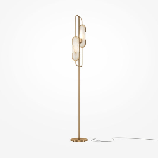Lampa de podea din Metal si Piatra Auriu/Alb cu 2 becuri G9 40W D23xH160cm Marmo
