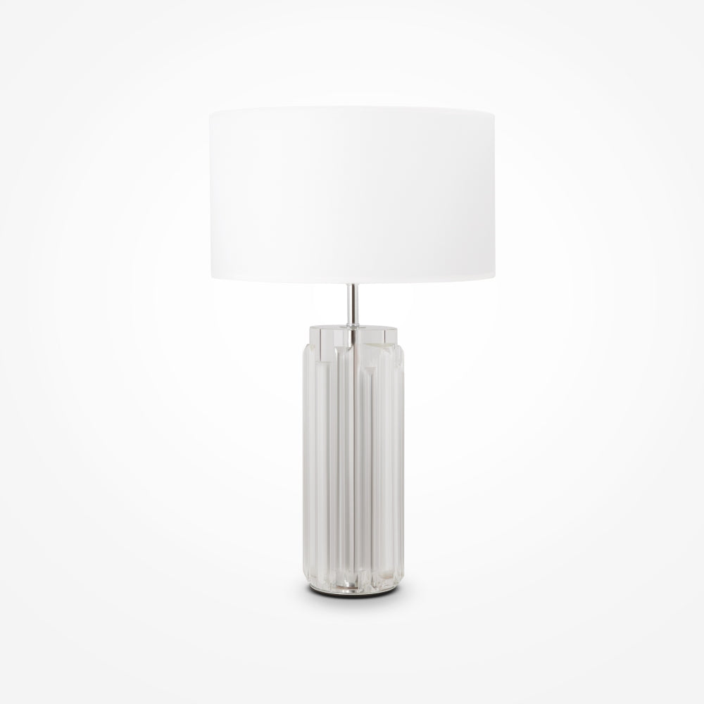 Veioza din Metal si Bumbac Argintiu/Alb cu 1 bec E27 60W D32xH52cm Muse