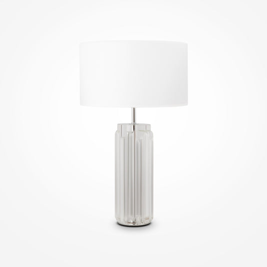 Veioza din Metal si Bumbac Argintiu/Alb cu 1 bec E27 60W D32xH52cm Muse